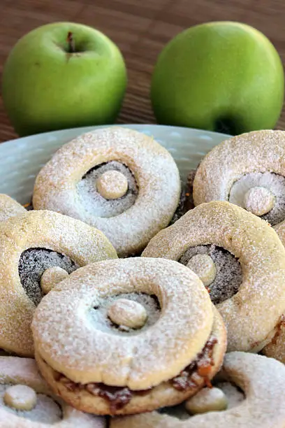 Apple cookies with powdered sugar