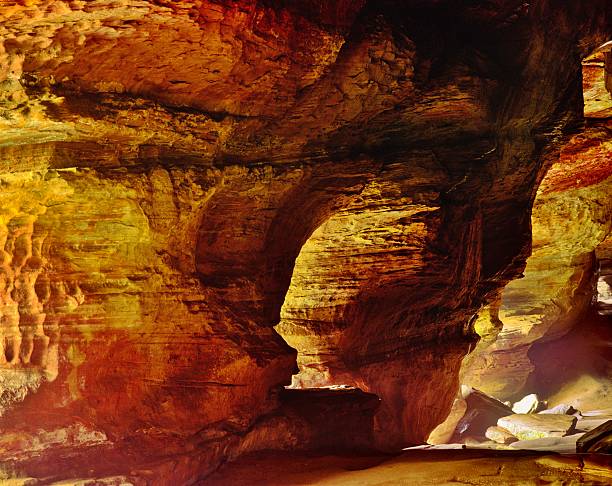 Rock House in Hocking Hills at Dawn stock photo