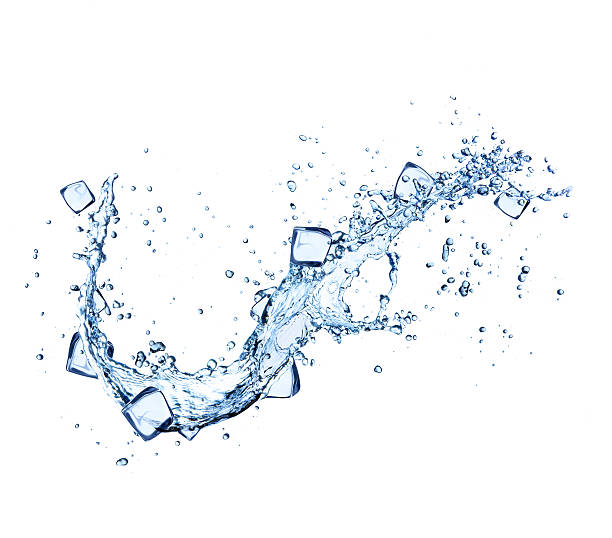 istock Ice cubes in water splashes on white background 479688334