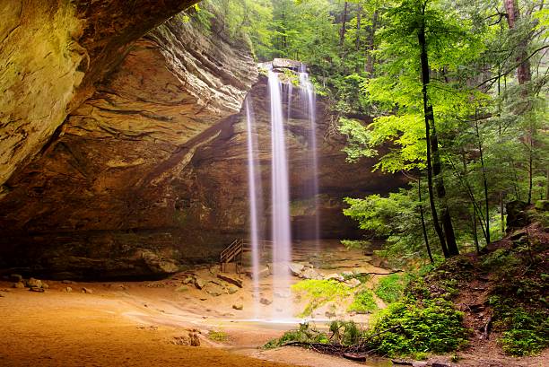 Ash Cave with waterfalls in Hocking Hills stock photo