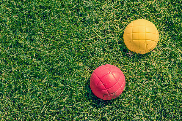 Boccia garden game on the lawn stock photo