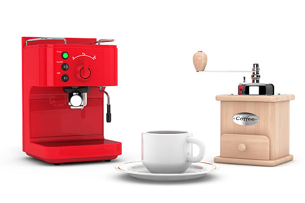 istock Espresso Coffee Making Machine with Wooden Coffee Mill and Cup 479689958
