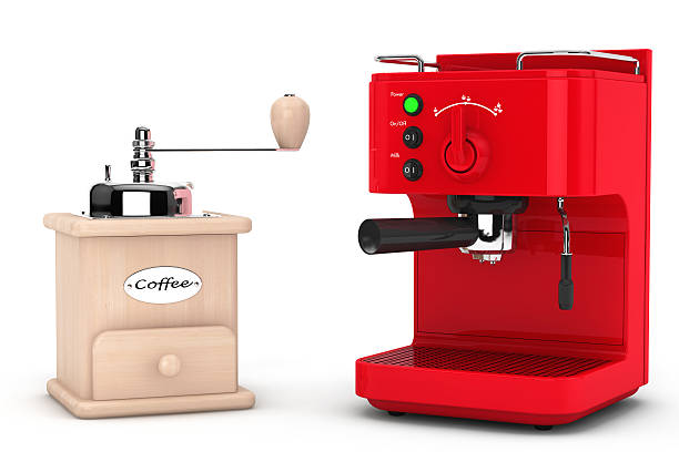 istock Espresso Coffee Making Machine with Wooden Coffee Mill 479690224