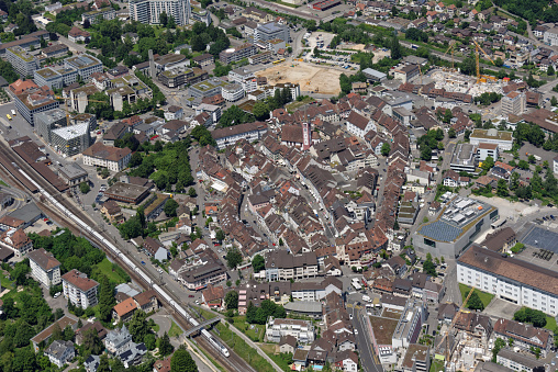 Aerial view of the old town of Liestal