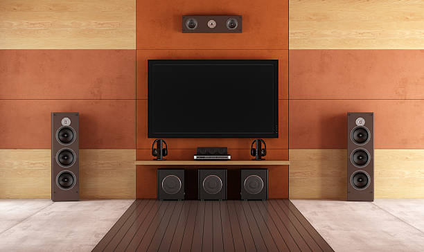 modernes heimkino-zimmer - domestic room audio stock-fotos und bilder