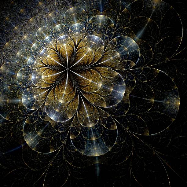 istock Symmetrical gold fractal flower 479694615