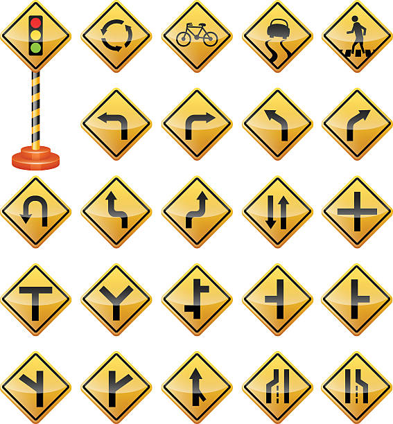 дорожные знаки и дорожные знаки, предупреждающие знаки, транспорта и безопасности - one way stop stop sign street stock illustrations
