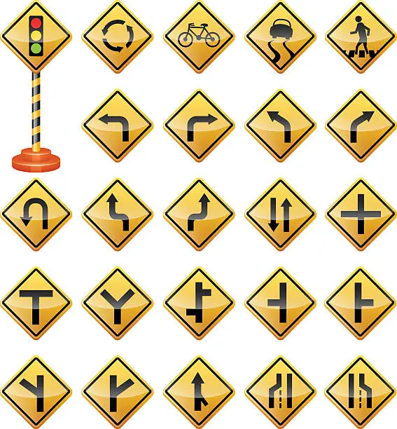 Vector illustration of Road Signs, Traffic Signs, Warning Signs, Transportation, Safety