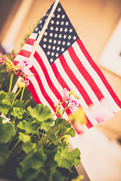 istock July 4th Decor. Planter with American flag. Independence Day. 479700562