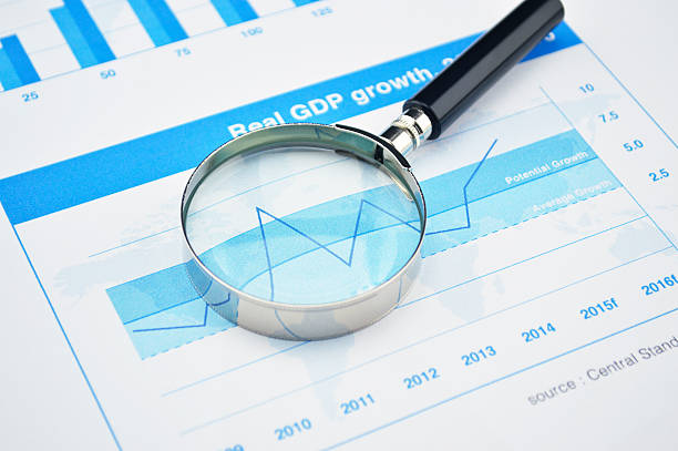 istock Magnifying glass on financial graph, accounting background 479704376