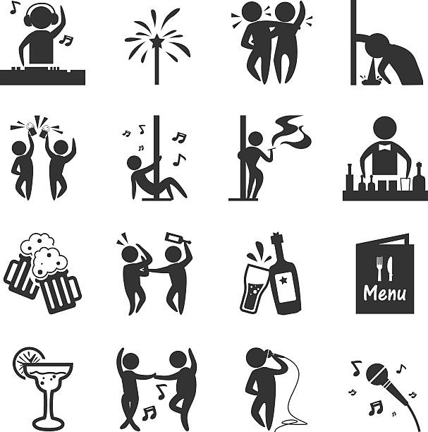ilustraciones, imágenes clip art, dibujos animados e iconos de stock de pub bar - toast party silhouette people