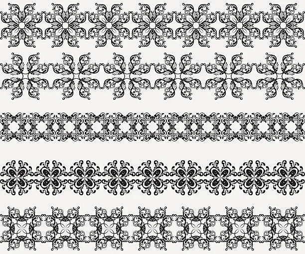 Vector illustration of Patterned design elements. Decorative borders