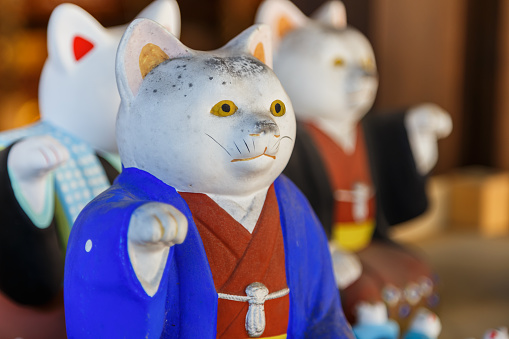 Osaka, Japan - October 24 2014: Japanese charms commonly sold at religious sites Shinto and Buddhist, provide various forms of luck or protection.