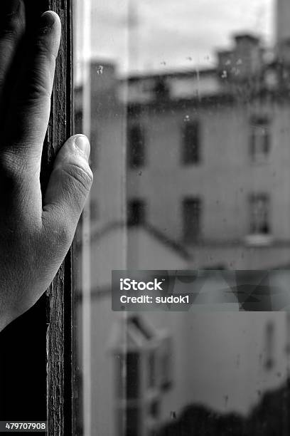 Hand On Window Frame Hand On The Window Frame Stock Photo - Download Image Now - 2015, Adult ...