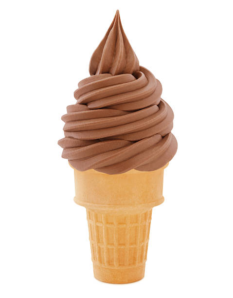 шоколадный мягкое мороженое конус (с путем) - soft serve ice cream стоковые фото и изображения