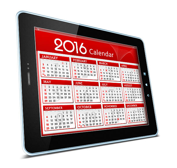 istock Calender of 2016 on digital tablet isolated on white background 479712642