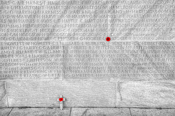 Names of the dead at Vimy Ridge Memorial in France Vimy, France - May 11, 2011: The Vimy memorial in France commemorates the actions of Canadian soldiers in World War 1 vimy memorial stock pictures, royalty-free photos & images