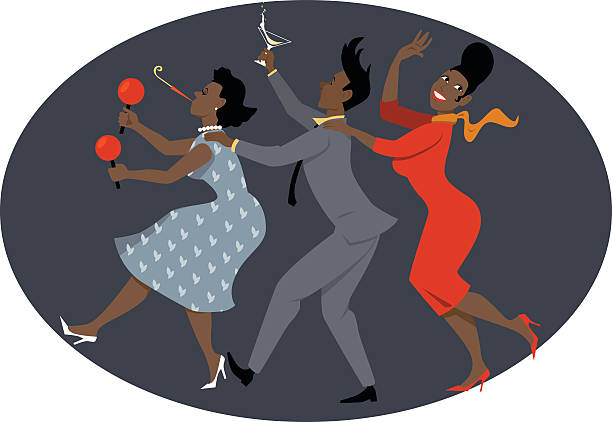 ilustraciones, imágenes clip art, dibujos animados e iconos de stock de de la década de 1950 - 1950s style 1960s style dancing image created 1960s