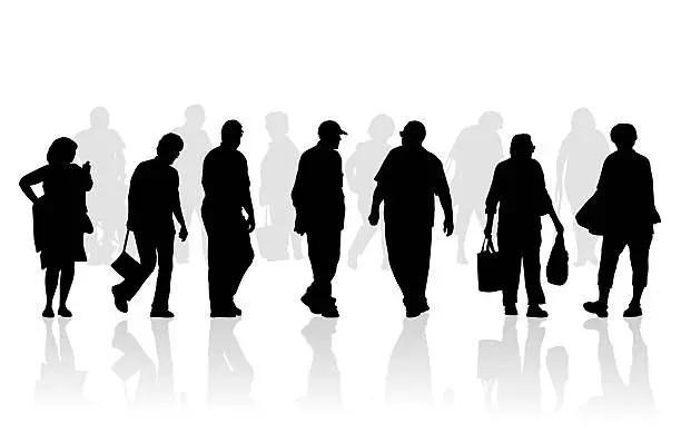 Vector illustration of Silhouette illustration of elderly adults walking