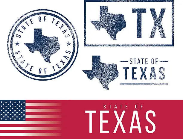 Vector illustration of USA rubber stamps - State of Texas