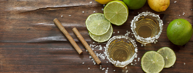 tequila and lime Lemon and as a cigarillo