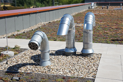 roof vent or ventilation pipes on flat roof                               