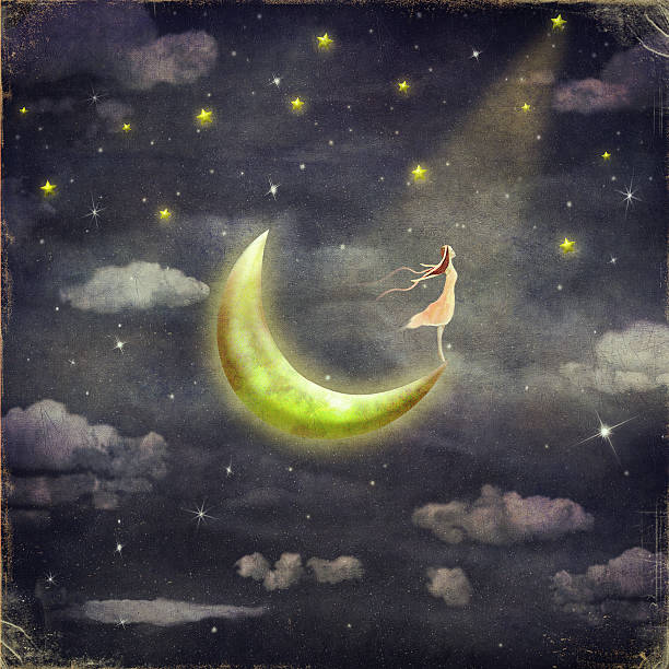 istock The illustration shows the girl who admires the star sky 479718794