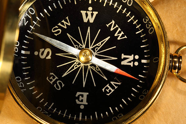 istock Vintage compass on blank yellowed paper 479723083