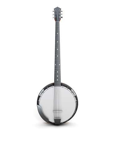 Banjo isolated on white background. Front view. 3d illustration.