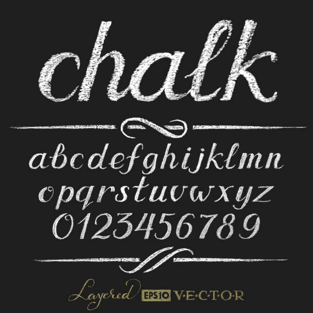 stockillustraties, clipart, cartoons en iconen met chalk alphabet - krijttekening