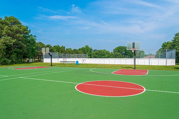 Basketball field Outdoor basketball field at sunny day school sport high up tall stock pictures, royalty-free photos & images