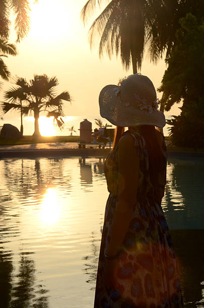 istock Beautiful lady big beach hat 479728661