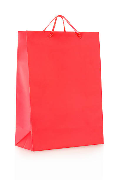 istock Red shopping bag in paper on white 479728820