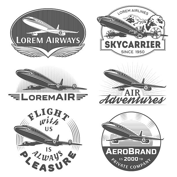 air-abzeichen - air vehicle airplane commercial airplane private airplane stock-grafiken, -clipart, -cartoons und -symbole