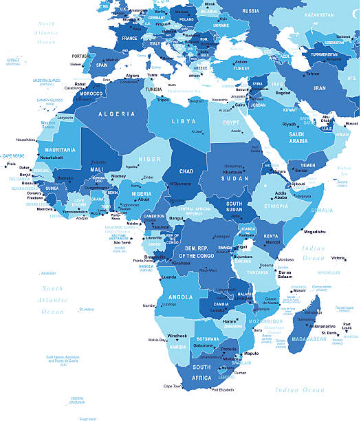 illustrazioni stock, clip art, cartoni animati e icone di tendenza di africa-mappa-illustrazione - republic of the sudan