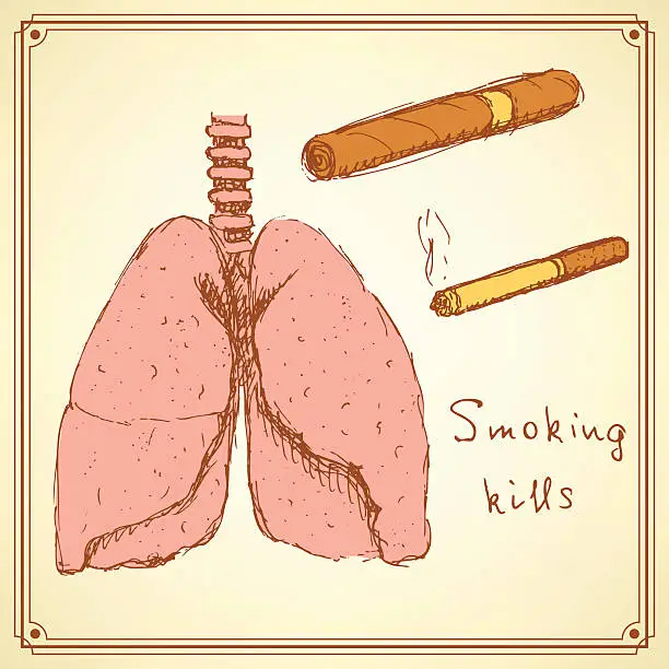 Vector illustration of Sketch stop smoking set in vintage style