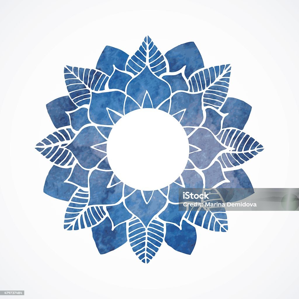 Blue Pattern Frame Watercolor Blue Frame With Lace Floral Pattern Vector Element Stock ...