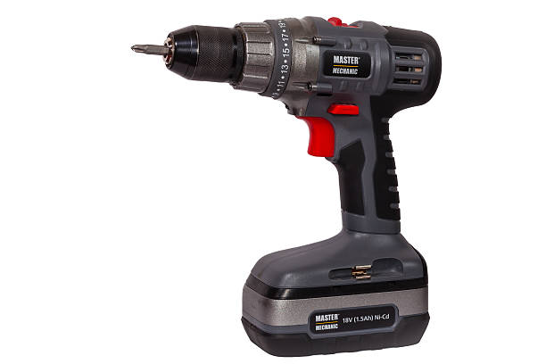 беспроводные главный механик 18 v драйвер-изолированные - drill bit drill power tool isolated стоковые фото и изображения