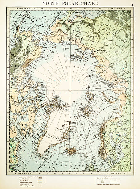 North Polar Chart 1897 North Polar Chart north pole map stock illustrations
