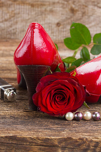 istock red shoes with rose flower 479741346