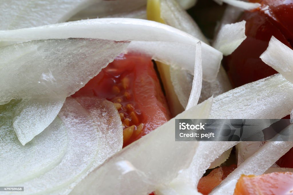 Mixed salad Mixed salad of lettuce, onions, tomatoes, red pepper fruit. 2015 Stock Photo