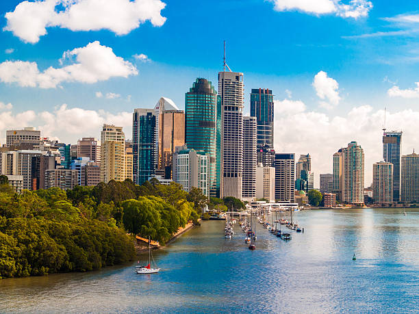 miasta dzielnicy biznesowej brisbane, queensland, australia - brisbane zdjęcia i obrazy z banku zdjęć