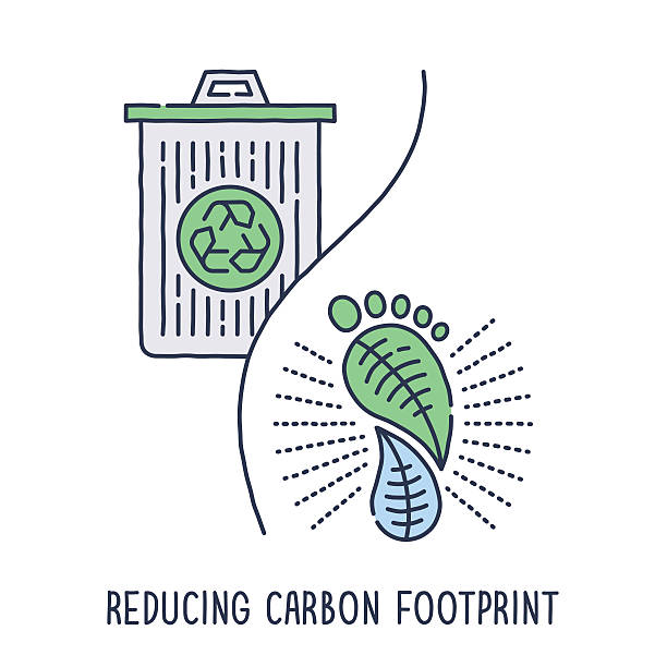 illustrazioni stock, clip art, cartoni animati e icone di tendenza di la riduzione delle emissioni di co2 - footprint carbon environment global warming