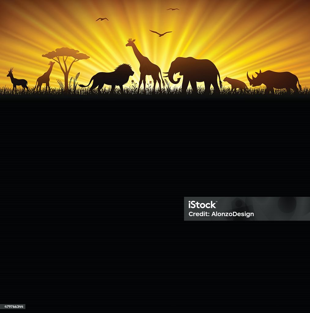 African Safari High Resolution JPG,CS6 AI and Illustrator EPS 10 included. Each element is named,grouped and layered separately. Very easy to edit. Sunset stock vector