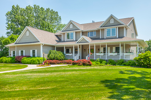 Large Perfect Maintenance Free Home With Covered Porch Stock Photo - Download Image Now - iStock Large Perfect Maintenance Free Home With Covered Porch Stock Photo - Download Image Now - iStock