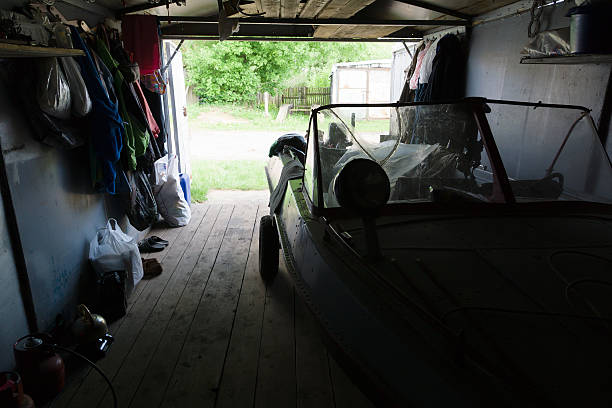istock the garage with a motor boat inside 479767556