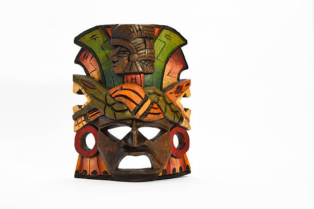 istock Indian Mayan Aztec wooden mask isolated on white 479767898