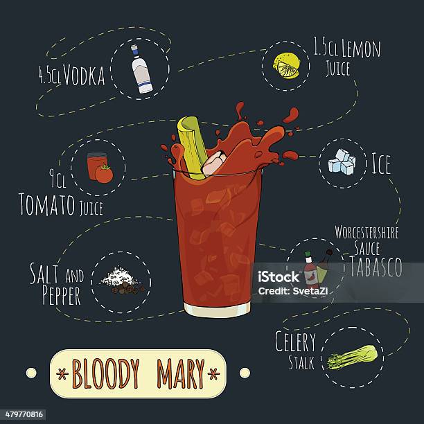 Mary1 - Arte vetorial de stock e mais imagens de Bloody Mary - Bloody Mary, Receita, Cocktail