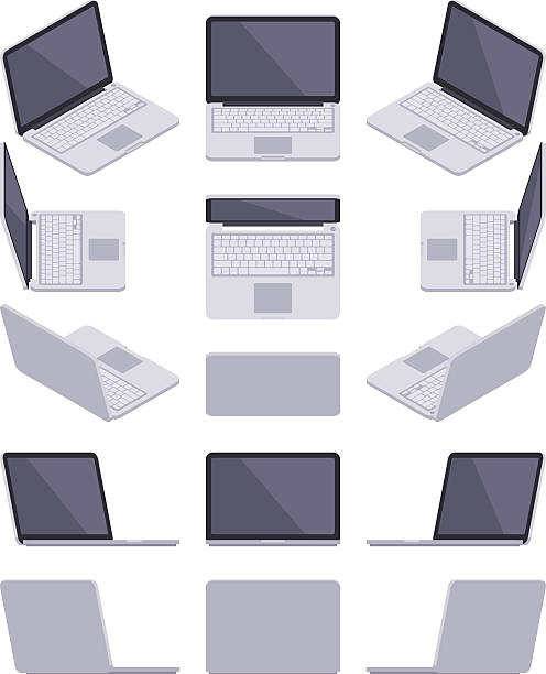 アイソメトリックグレイのノートパソコン - netbook点のイラスト素材／クリップアート素材／マンガ素材／アイコン素材