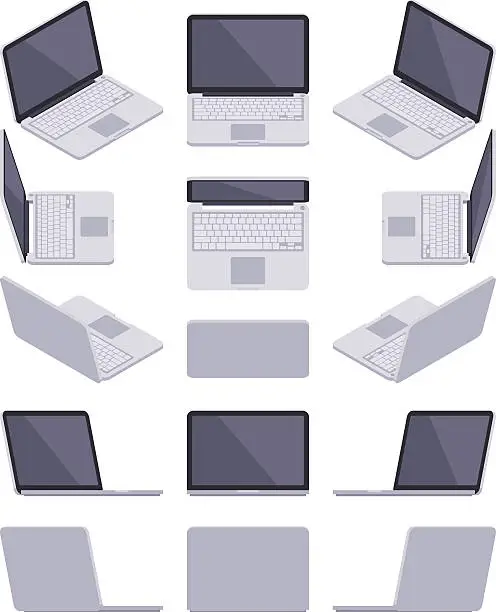 Vector illustration of Isometric gray laptop
